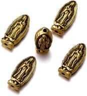 📿 60pcs antique gold oval beads our lady miraculous medal floral rosary: exquisite catholic jewelry making set (a529) logo