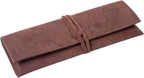 img 3 attached to ✏️ Jucos Products Leather Pencil Case - Vintage Leather Pouch with Elegant Tie-Strap, Handcrafted Rustic Pencil Case for Art Supplies – Brown