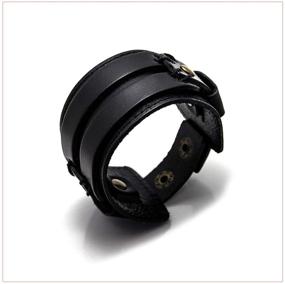 img 1 attached to 🎶 Hip Hop Leather Cuff Bracelet