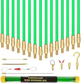 img 4 attached to 🎣 21 Feet Fiberglass Fish Tape Cable Rods: Efficient Electrical Wire Running Pull/Push Kit with Glow Rod, Hook Hole - Green