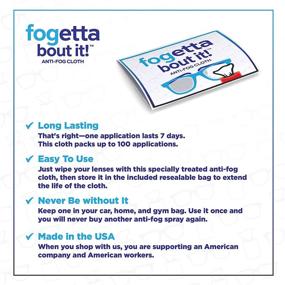 img 1 attached to Fogetta Bout It: Long-lasting Anti-Fog Wipe for Glasses - Reusable, Microfiber Cloth with Built-in Treatment - 100 Applications