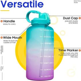 img 2 attached to 💧 Giotto 128oz Motivational Water Bottle with Time Marker & Straw - Large BPA-Free Tritan, Leakproof for Fitness, Gym, and Outdoor Sports