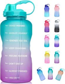 img 4 attached to 💧 Giotto 128oz Motivational Water Bottle with Time Marker & Straw - Large BPA-Free Tritan, Leakproof for Fitness, Gym, and Outdoor Sports