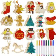 🎄 wooden christmas ornaments set with 36 unfinished wood slices, paint, marker pens, and thread - ideal for christmas tree decorations and crafts logo