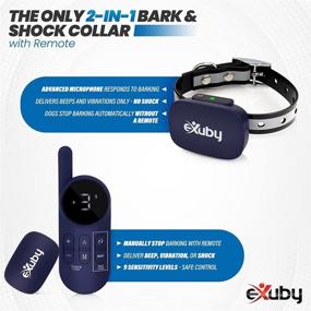 img 2 attached to 🐶 eXuby 2-in-1 Automatic Dog Bark Collar with Remote - Stops Barking Automatically & Manually - 900 Yard Range - 3 Humane Training Modes: Beep, Vibrate, & Shock - 9 Adjustable Levels