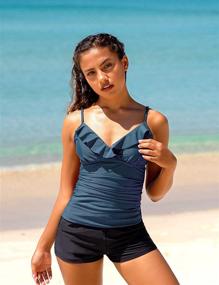 img 3 attached to Hilor Tankini Shirred Swimsuits Swimwear Women's Clothing in Swimsuits & Cover Ups