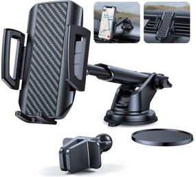 img 4 attached to 📱 AINOPE 3-in-1 Car Phone Holder Mount for Car Dashboard, One-Click Release Cell Phone Car Vent Mount for iPhone SE/11/11 Pro/XS/XS Max, Samsung, and All Devices [4.7-6.8in]