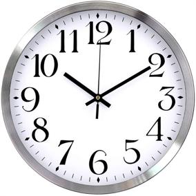 img 4 attached to 🕰️ TopOne 12-inch Silent Wall Clock - Battery Operated, Accurate Sweep Movement, Silver Aluminum Quartz for Kitchen, Home, School, Patio Decor - White