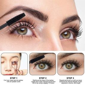 img 1 attached to 4D Waterproof Silk Fiber Lash Mascara: Thickening, Lengthening & No Clumping - Black Cosmetics for Smudge Proof Voluminous Eyelashes