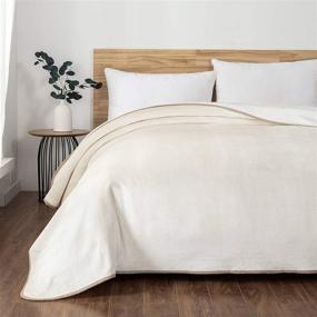 img 3 attached to 🎁 allecalm Queen Size Ivory Flannel Velvet Blanket - Soft, Lightweight, and Cozy Bedspread for All Seasons: Perfect Gift for BTS Fans