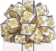 😊 cheerful smiley/happy face #9 wired satin fabric ribbon: perfect for crafts, sewing, and more! logo