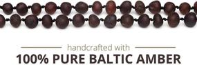 img 1 attached to 📿 Raw Unpolished Baroque Baltic Amber Necklace - Certified Genuine Baltic Amber Jewelry, Dark Cherry Color (12.5 Inches)