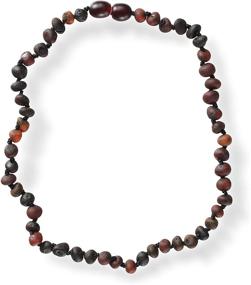 img 3 attached to 📿 Raw Unpolished Baroque Baltic Amber Necklace - Certified Genuine Baltic Amber Jewelry, Dark Cherry Color (12.5 Inches)