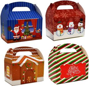 img 3 attached to 🎁 48 Christmas Treat Boxes: Festive Cardboard Gable Boxes for School Classroom Party Favors, Candy, Cookies, and More - Perfect Merry Christmas Gift & Decoration Supplies in Gingerbread House Snowflake Santa Design - Gift Boutique