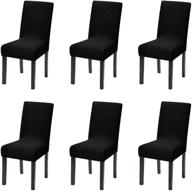 🪑 dining room chair covers set of 6, stretch slipcovers for parsons chairs - black logo