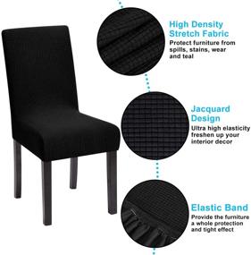 img 2 attached to 🪑 Dining Room Chair Covers Set of 6, Stretch Slipcovers for Parsons Chairs - Black