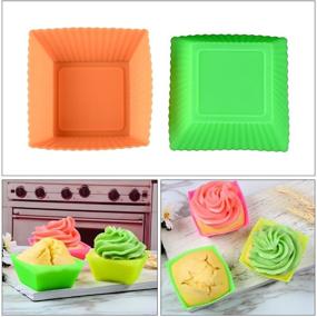 img 1 attached to Ultimate Set of 24 Reusable Silicone Baking Cups Cupcake Liners: Round, Rectangular, Square, Flower Shapes, BPA-Free Food Grade Silicone