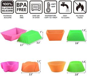 img 3 attached to Ultimate Set of 24 Reusable Silicone Baking Cups Cupcake Liners: Round, Rectangular, Square, Flower Shapes, BPA-Free Food Grade Silicone