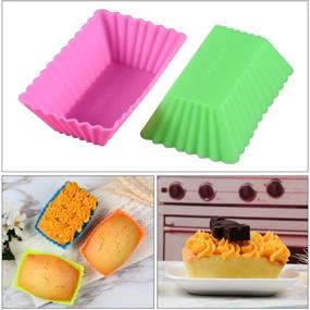 img 2 attached to Ultimate Set of 24 Reusable Silicone Baking Cups Cupcake Liners: Round, Rectangular, Square, Flower Shapes, BPA-Free Food Grade Silicone