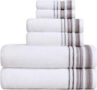🛁 lovife 6 piece cotton towel set - ideal for bathroom, hotel, and spa - 500 gsm absorbent and soft bath & shower towels, including 2 bath towels, 2 hand towels, and 2 washcloths - white and brown logo