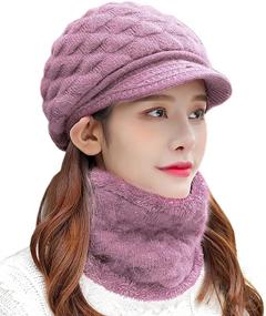 img 4 attached to Scarf Winter Knitted Beret Woolen Women's Accessories for Scarves & Wraps