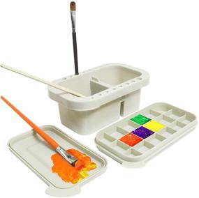 img 4 attached to Versatile Paint Brush Basin: Multi-Functional Plastic Cleaner Cup with Holder & Palette