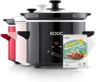 🍲 small 2-quart kooc slow cooker with free liners - easy clean-up, upgraded ceramic pot, adjustable temperature, nutrient preservation, stainless steel, black, round shape... логотип