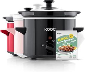 img 4 attached to 🍲 Small 2-Quart KOOC Slow Cooker with Free Liners - Easy Clean-up, Upgraded Ceramic Pot, Adjustable Temperature, Nutrient Preservation, Stainless Steel, Black, Round Shape...