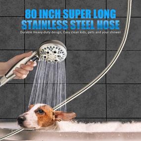 img 1 attached to 🚿 High Pressure Handheld Shower Head - WASSERN 9 Setting Rainfall Massage Spa with Water Saving Button, 80'' Stainless Steel Hose, Angle Adjustable Bracket, Brass Ball Joint, 3.5'' Brushed Nickel