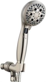 img 4 attached to 🚿 High Pressure Handheld Shower Head - WASSERN 9 Setting Rainfall Massage Spa with Water Saving Button, 80'' Stainless Steel Hose, Angle Adjustable Bracket, Brass Ball Joint, 3.5'' Brushed Nickel