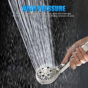 img 3 attached to 🚿 High Pressure Handheld Shower Head - WASSERN 9 Setting Rainfall Massage Spa with Water Saving Button, 80'' Stainless Steel Hose, Angle Adjustable Bracket, Brass Ball Joint, 3.5'' Brushed Nickel