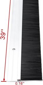 img 2 attached to 🚪 Door Bottom Sweep - Silver Aluminum Alloy with 1.4-inch Black PP Silicone Soft Brush - 39-inch x 2.3-inch