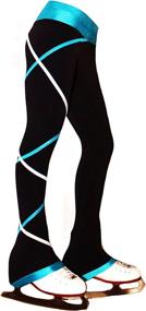 img 2 attached to Silver/Turquoise Ice Fire Criss Cross Figure Skating Pants