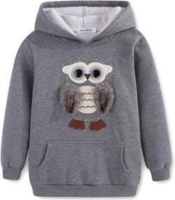 img 4 attached to 🦉 Cute Owl Girls Kids Hoodies: Fuzzy Hooded Pullover Sweatshirts