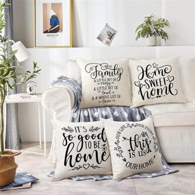 img 1 attached to 🌳 Bonsai Tree Farmhouse Pillow Covers 18x18, Family Sayings Quotes Decorative Throw Pillow Covers Set of 4, Home Sweet Home Linen Couch Cushion Cases for Living Room Outdoor Sofa