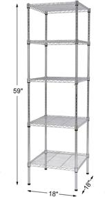 img 2 attached to 🔘 Finnhomy NSF Certified Chrome Wire Shelving Unit - Heavy Duty 5 Tier Storage Rack with Thicken Steel Tube - 18x18x59-inches, 5 Shelves