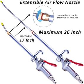 img 2 attached to 💨 High Volume Powerful Industrial Air Blow Gun: 14-26 Inch Extensible Stainless Steel Nozzle –Pneumatic Compressor Tool