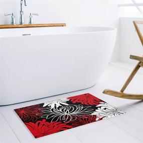 img 3 attached to 🌼 Daisy Floral Print Non-Slip Bathroom Kitchen Rug Mat - Red, Black, White - Machine Washable - Welcome Doormat - 20" W X 31.5" L