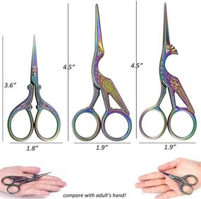 img 3 attached to Bihrtc 3Pairs Scissors: 4.5 inch Stork Sewing Scissors & 3.6 inch Embroidery Scissors - Perfect DIY Tools for Sewing, Crafting, and Needlework