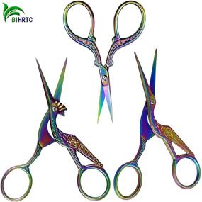 img 2 attached to Bihrtc 3Pairs Scissors: 4.5 inch Stork Sewing Scissors & 3.6 inch Embroidery Scissors - Perfect DIY Tools for Sewing, Crafting, and Needlework