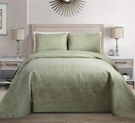 🛏️ embossed oversized coverlet bedspread set - solid light green, king/california king size, new - fancy collection logo