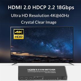 img 2 attached to HDMI 2.0 4-Port KVM Switch: 4x HDMI USB Audio Mic + UHD 4K@60Hz 🔌 2K@144 Refresh Rate + HDCP2.2 + 18Gbps – Share Monitor/Keyboard/Mouse/Printer/U Disk/Webcam – Ideal for 4 Desktops/Laptops