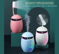 🌬️ humidifiers for bedroom and car with essential oil diffuser: 350ml cool robot mist humidifier, colorful atmosphere lights – waterless auto-off, perfect for baby room, home, office (pink) logo