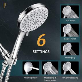 img 3 attached to YEAUPE High Pressure Shower Head with Handheld - 6 Spray Settings, Power Wash, Detachable, 59 Inch Hose