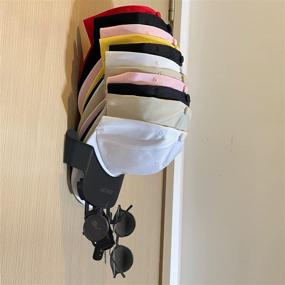 img 1 attached to Black Hat Rack Organizer with 4 Hooks for Wall, 🧢 Door, or Closet - Ideal Hat Storage Holder for Baseball Caps