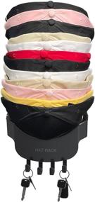 img 4 attached to Black Hat Rack Organizer with 4 Hooks for Wall, 🧢 Door, or Closet - Ideal Hat Storage Holder for Baseball Caps