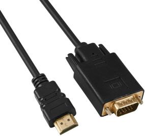 img 4 attached to 🔌 High Quality HDMI to VGA Cable: Gold-Plated Adapter - 1080P HDMI Male to VGA Male Active Video Converter Cord (6 Feet/1.8 Meters)