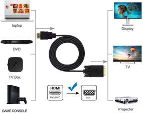 img 3 attached to 🔌 High Quality HDMI to VGA Cable: Gold-Plated Adapter - 1080P HDMI Male to VGA Male Active Video Converter Cord (6 Feet/1.8 Meters)