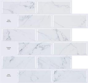 img 4 attached to 🔹 STICKGOO 10-Sheet Peel and Stick Subway Tile Backsplash: Elegant 13"x 12" Marble Look Kitchen Backsplash Tiles