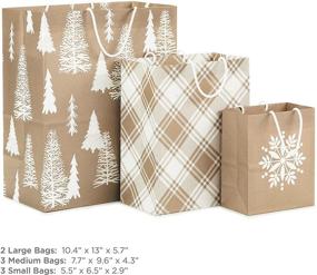 img 2 attached to 🌲 Hallmark Recyclable Holiday Gift Bags: 8 Kraft Brown Bags with Snowflake, Plaid and Trees for Various Occasions